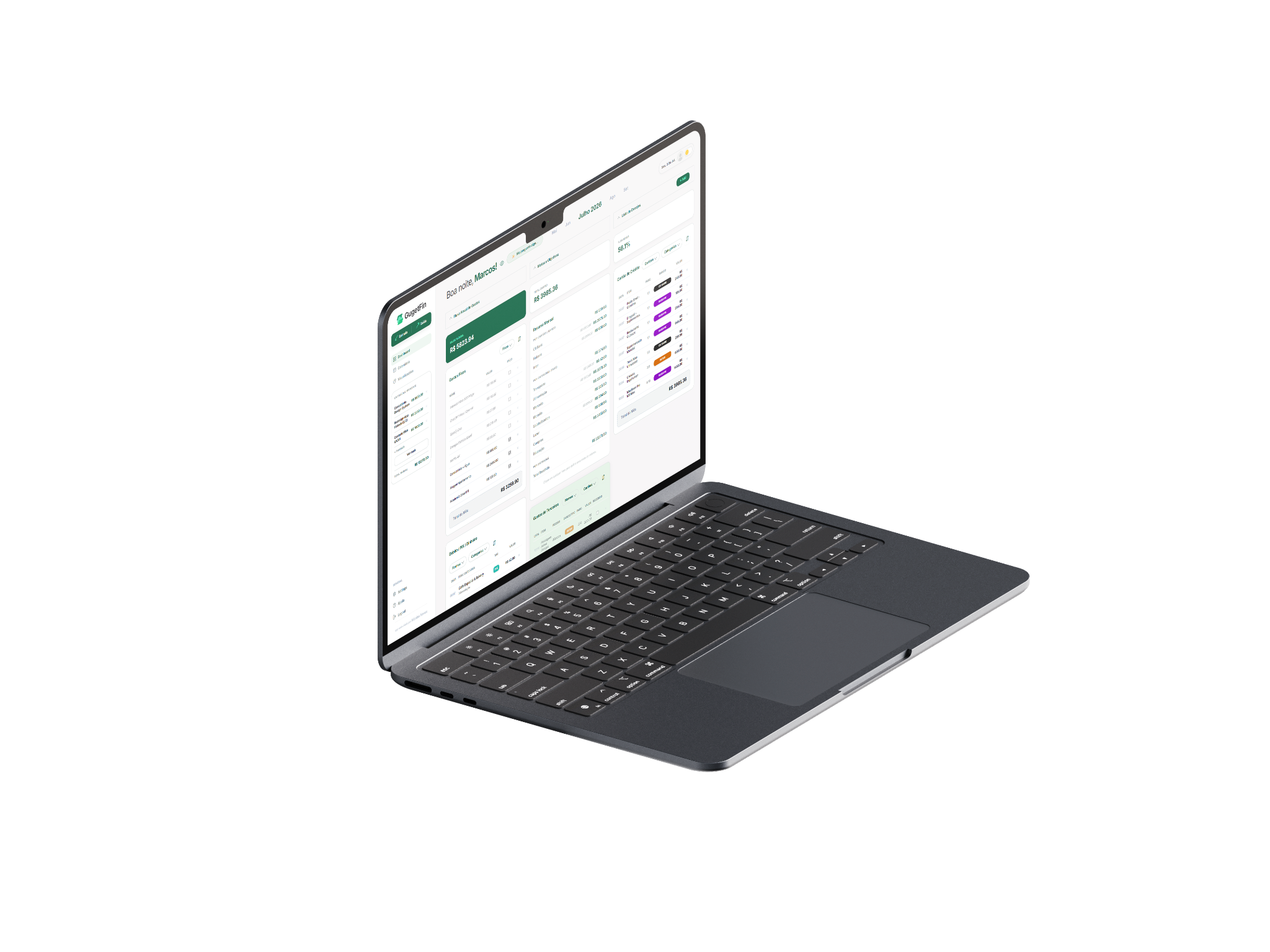 GugetFin exibido em um notebook